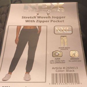 NWT MSRP $68 RBX Women Stretch Woven Jogger Pants w/Zipper Pocket Black Size 2XL